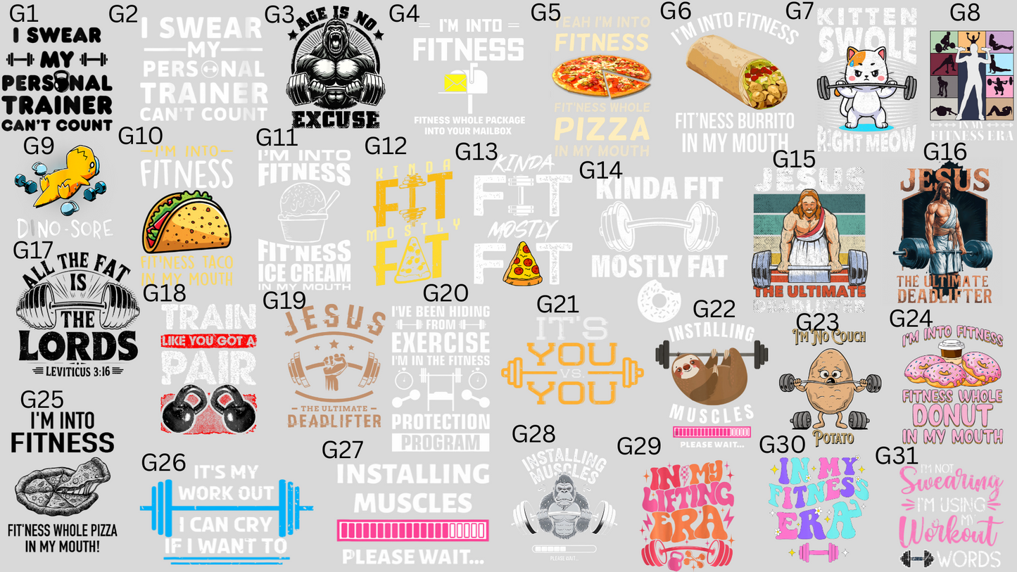 Fitness DTF Transfers