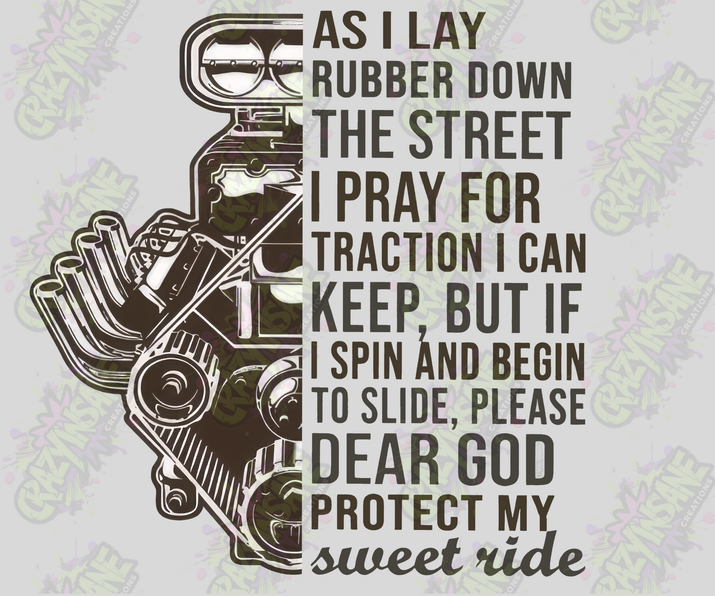 The Racer Prayer DTF Transfer