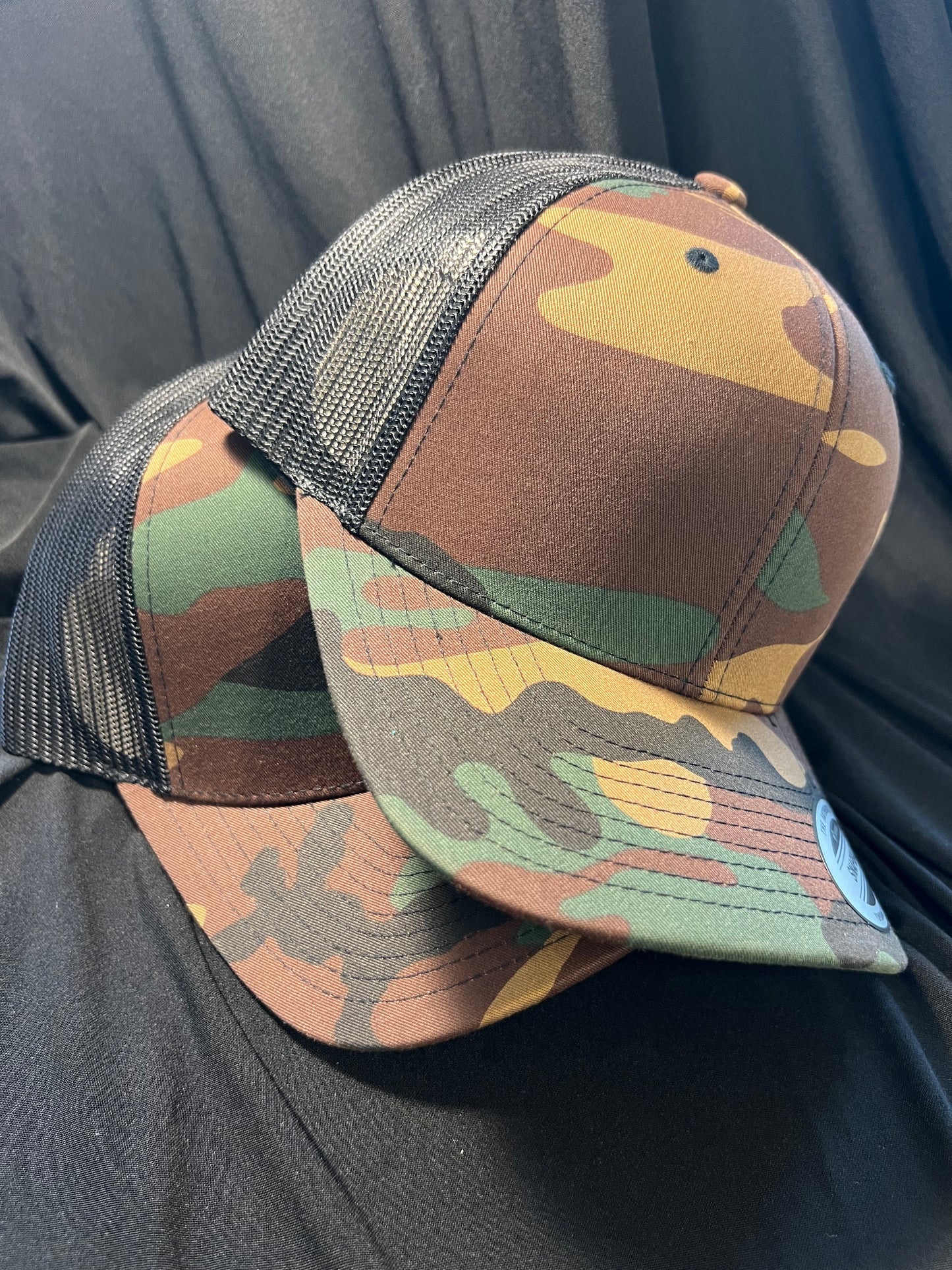 Dark Brown Camo w/ Black Trucker Hat