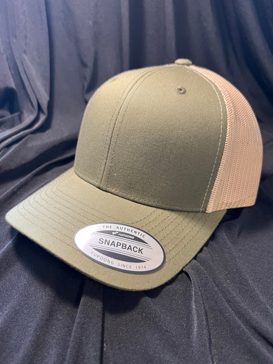 Military Green w/ Tan Trucker Hat