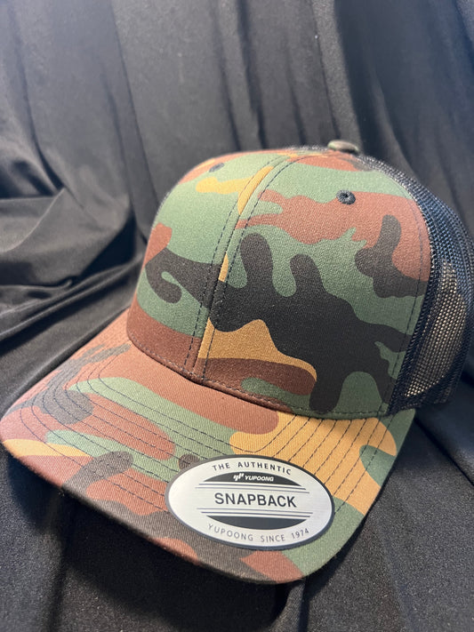 Dark Brown Camo w/ Black Trucker Hat
