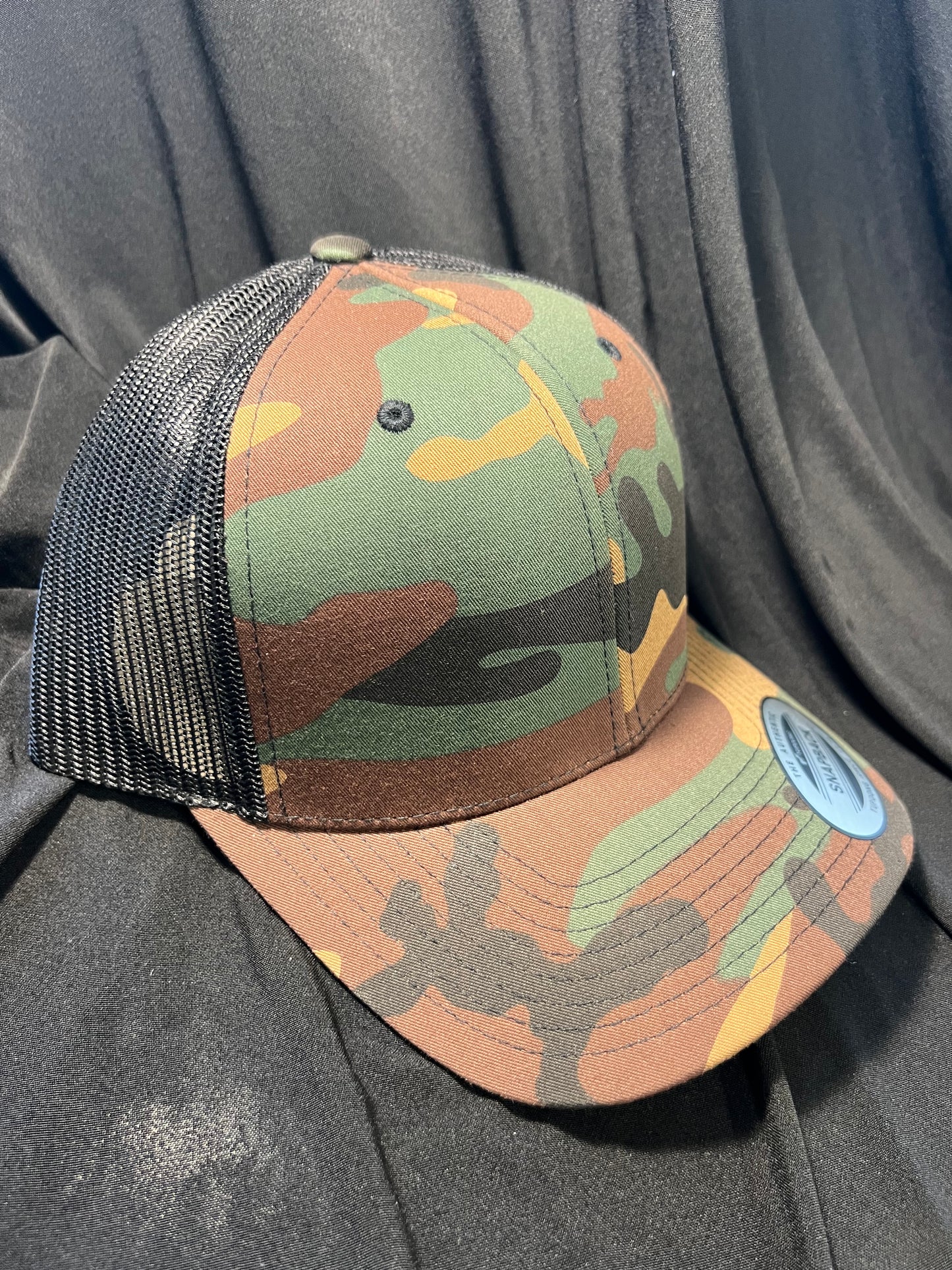 Dark Brown Camo w/ Black Trucker Hat