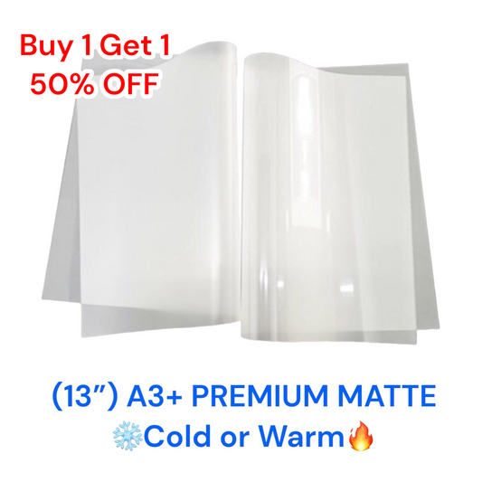 DTF Transfer Film A3+ Sheets 13" x 19" (100 Pack) - MATTE Cold/Warm Peel